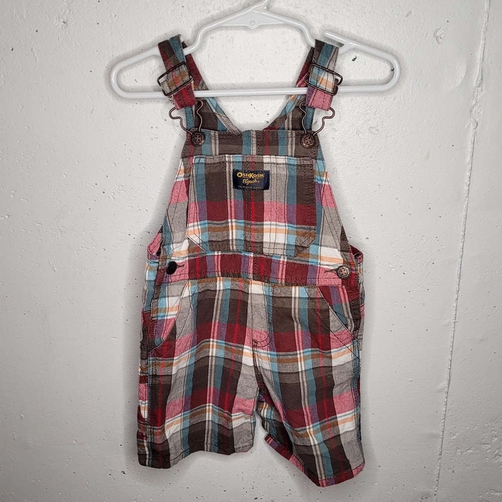 Oshkosh plaid shortalls